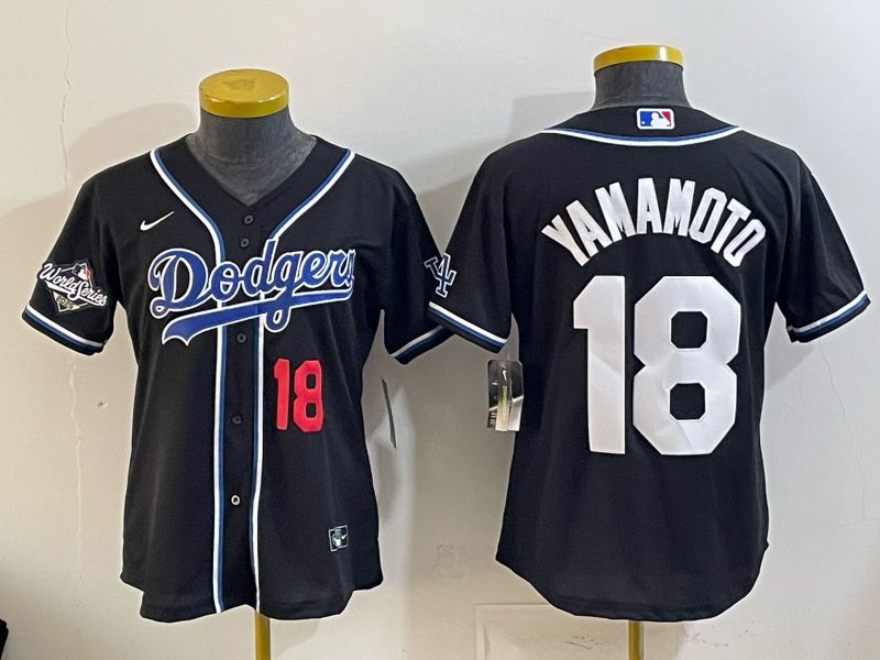 Women Nike 2026 Los Angeles Dodgers #18 Yamamoto Black Game MLB Jersey 05